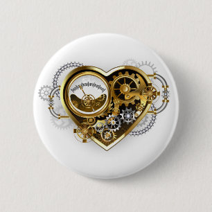 Steampunk Heart with a Manometer Button