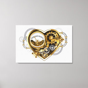 Steampunk Heart with a Manometer Canvas Print