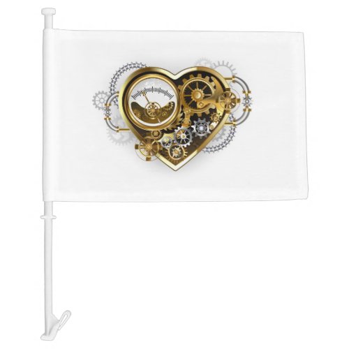Steampunk Heart with a Manometer Car Flag