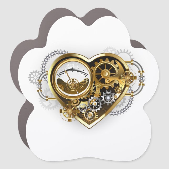 Steampunk Heart with a Manometer Car Magnet (Front)