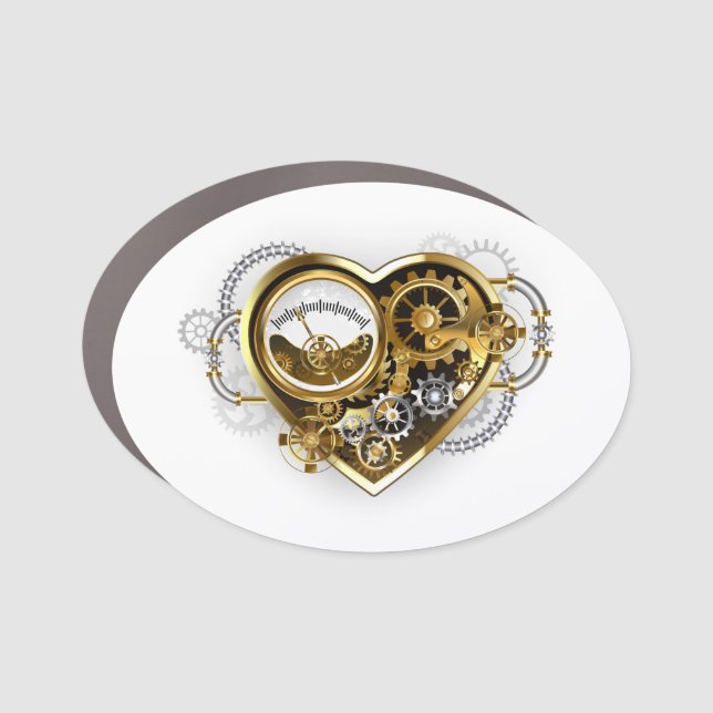 Steampunk Heart with a Manometer Car Magnet (Front)