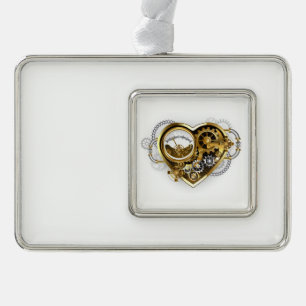 Steampunk Heart with a Manometer Christmas Ornament