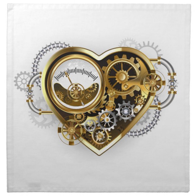 Steampunk Heart with a Manometer Cloth Napkin (Front)