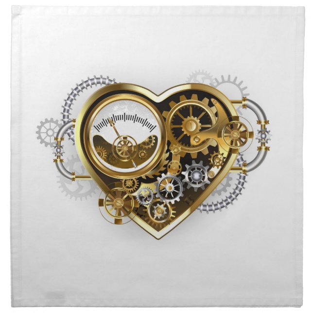 Steampunk Heart with a Manometer Cloth Napkin (Front)
