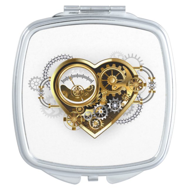 Steampunk Heart with a Manometer Compact Mirror (Front)