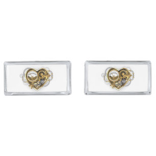 Steampunk Heart with a Manometer Cufflinks