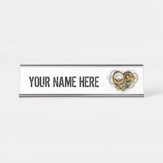 Steampunk Heart with a Manometer Desk Name Plate (Front)
