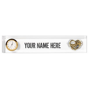 Steampunk Heart with a Manometer Desk Name Plate