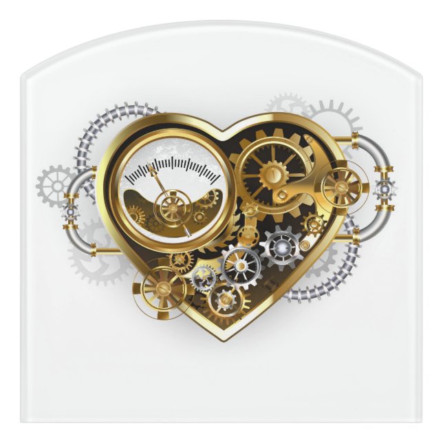 Steampunk Heart with a Manometer Door Sign (Contour Front)