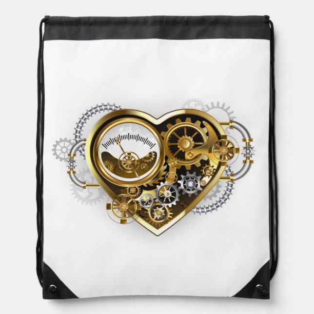Steampunk Heart with a Manometer Drawstring Bag (Front)