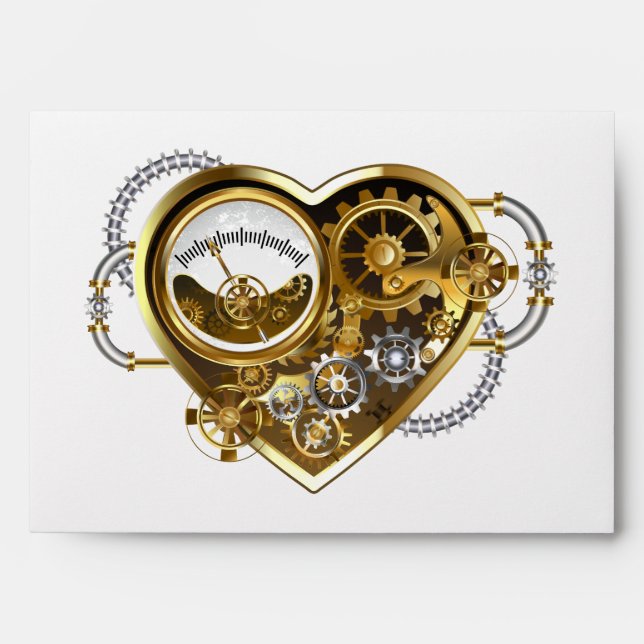 Steampunk Heart with a Manometer Envelope (Front)