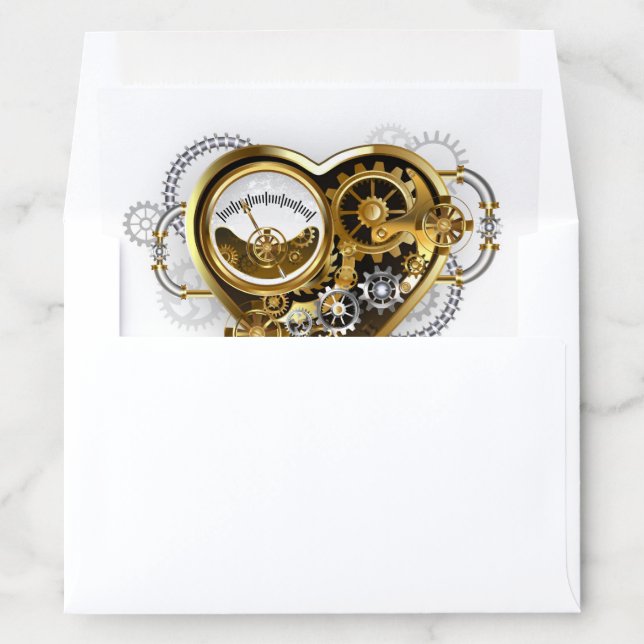 Steampunk Heart with a Manometer Envelope Liner (In Envelope)