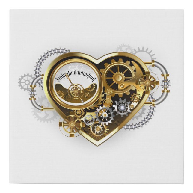 Steampunk Heart with a Manometer Faux Canvas Print (Front)