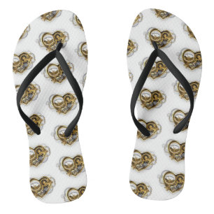 Steampunk Heart with a Manometer Flip Flops