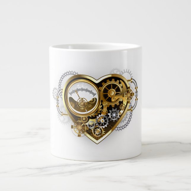 Steampunk Heart with a Manometer Giant Coffee Mug (Front)
