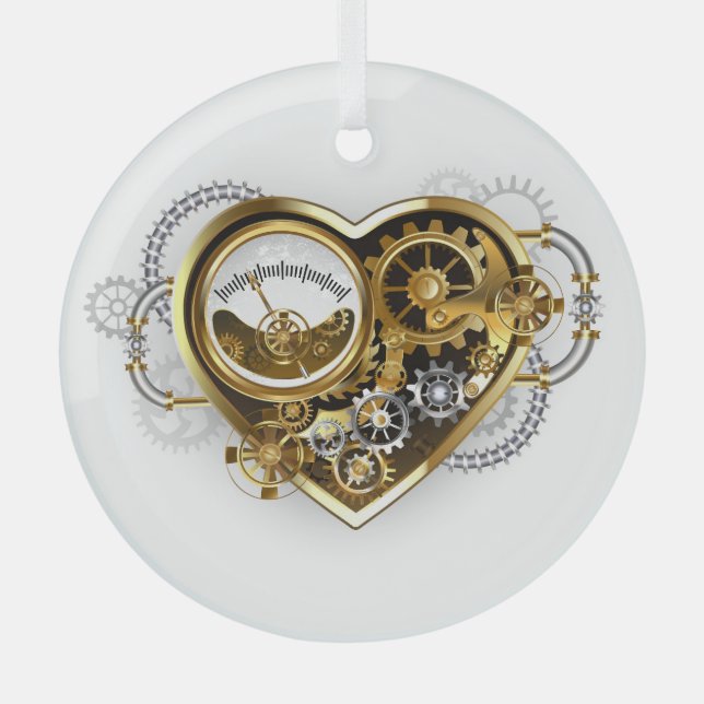 Steampunk Heart with a Manometer Glass Ornament (Front)