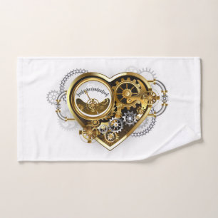 Steampunk Heart with a Manometer Hand Towel