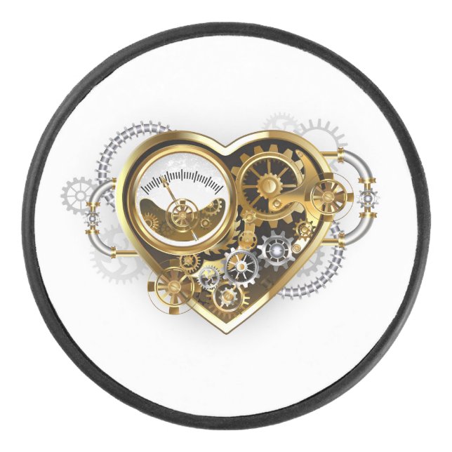 Steampunk Heart with a Manometer Hockey Puck (Front)
