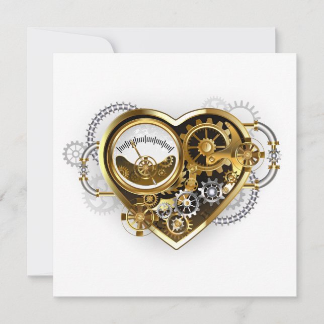 Steampunk Heart with a Manometer Holiday Card (Front)
