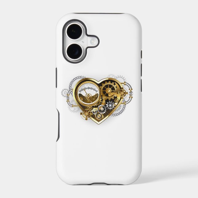 Steampunk Heart with a Manometer Iphone Case (Back)