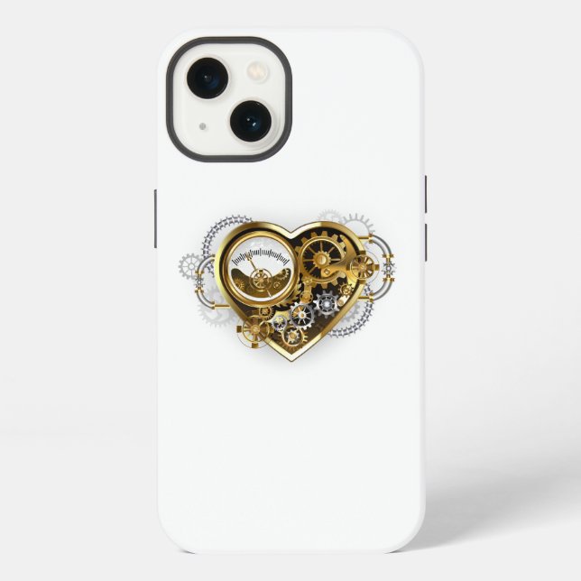 Steampunk Heart with a Manometer Iphone Case (Back)