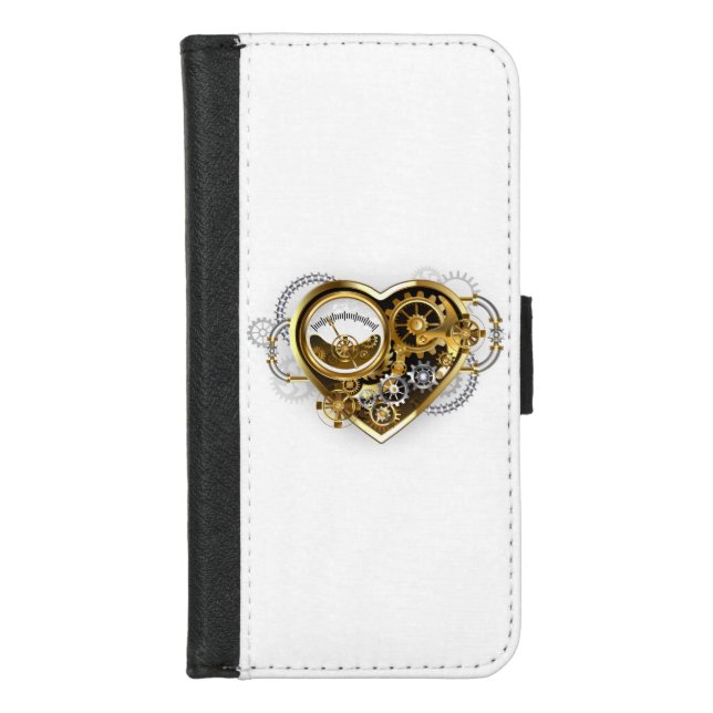 Steampunk Heart with a Manometer iPhone Wallet Case (Front)