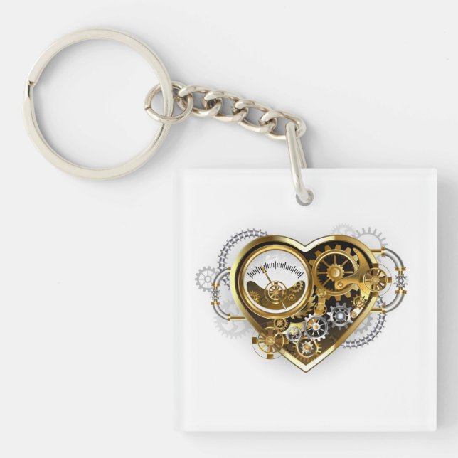 Steampunk Heart with a Manometer Keychain (Front)