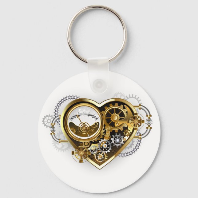 Steampunk Heart with a Manometer Keychain (Front)