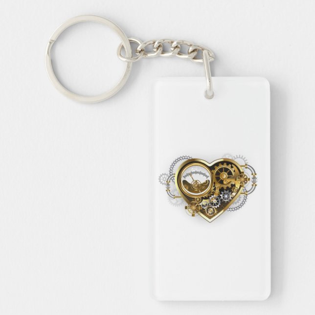 Steampunk Heart with a Manometer Keychain (Front)