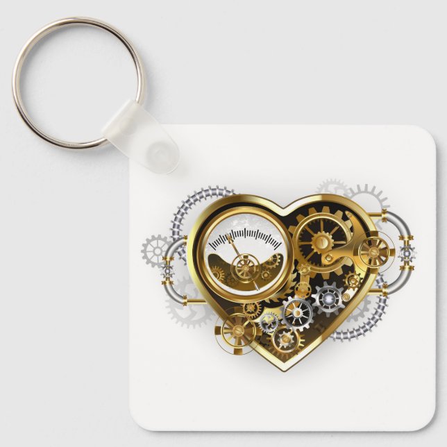 Steampunk Heart with a Manometer Keychain (Front)