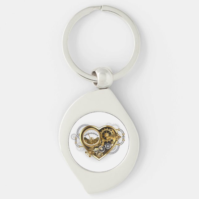 Steampunk Heart with a Manometer Keychain (Front)