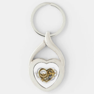 Steampunk Heart with a Manometer Keychain