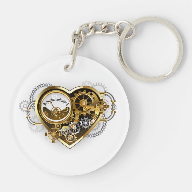 Steampunk Heart with a Manometer Keychain (Back)