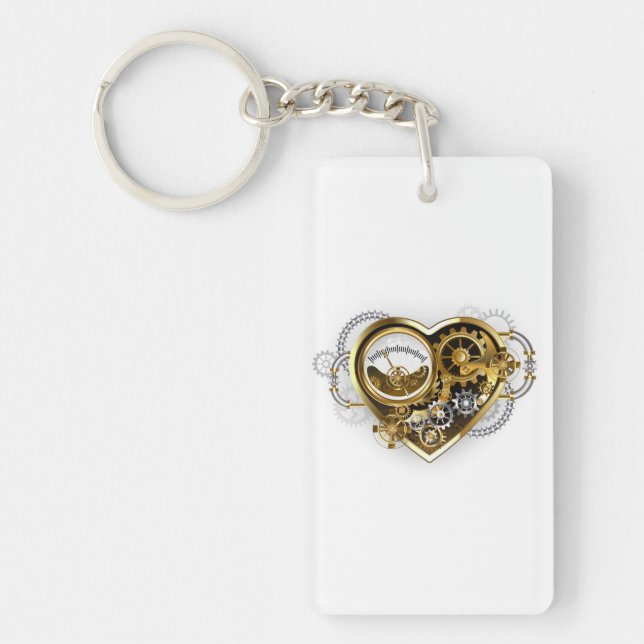 Steampunk Heart with a Manometer Keychain (Front)