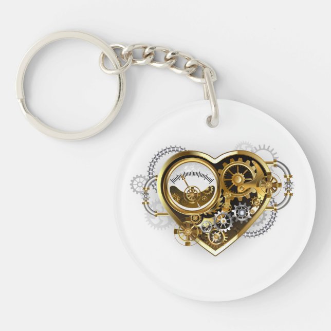Steampunk Heart with a Manometer Keychain (Front)