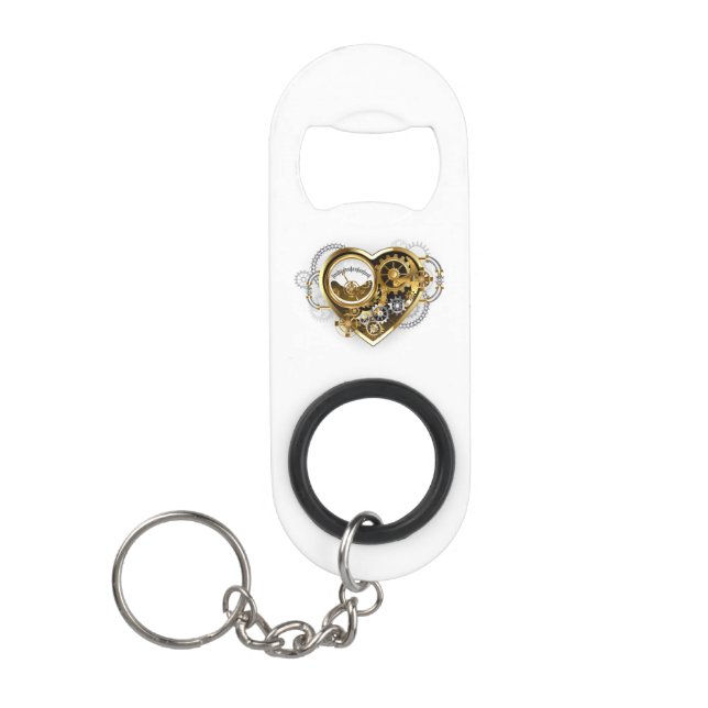 Steampunk Heart with a Manometer Keychain Bottle Opener (Front)
