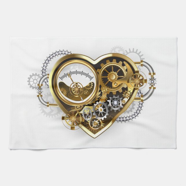 Steampunk Heart with a Manometer Kitchen Towel (Horizontal)