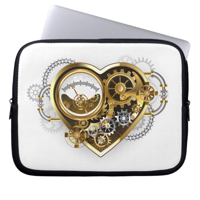 Steampunk Heart with a Manometer Laptop Sleeve (Front)