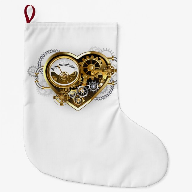 Steampunk Heart with a Manometer Large Christmas Stocking (Front)