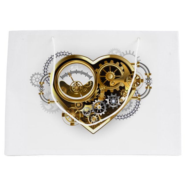 Steampunk Heart with a Manometer Large Gift Bag (Front)