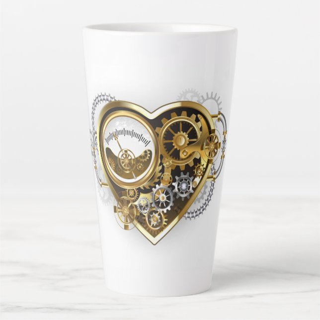 Steampunk Heart with a Manometer Latte Mug (Front)