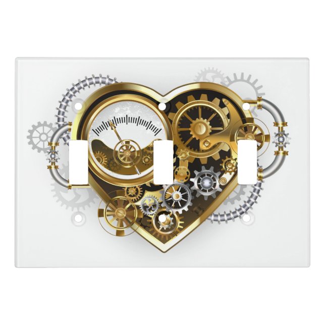 Steampunk Heart with a Manometer Light Switch Cover (Front)