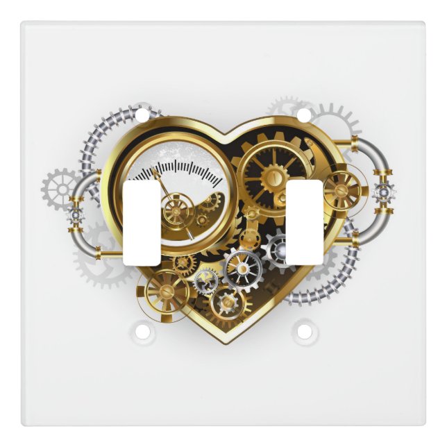 Steampunk Heart with a Manometer Light Switch Cover (Front)