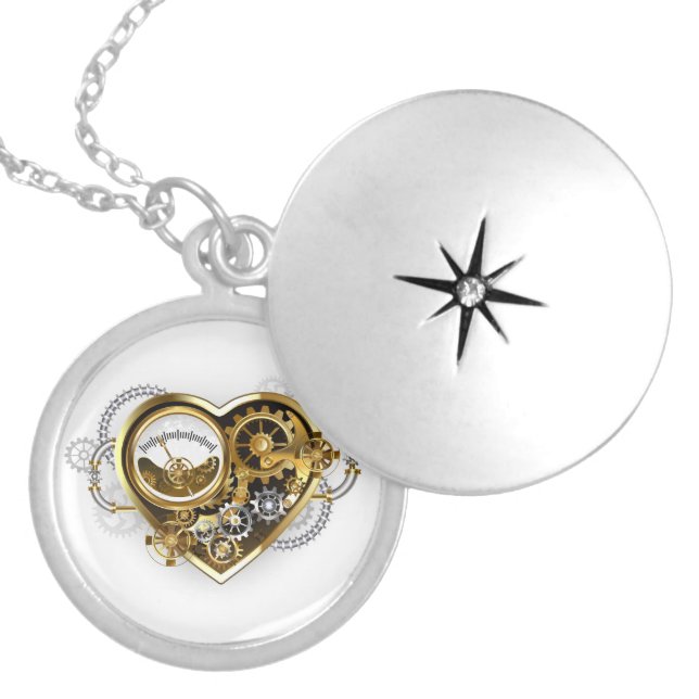 Steampunk Heart with a Manometer Locket Necklace (Front)