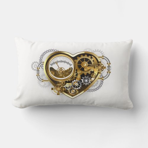 Steampunk Heart with a Manometer Lumbar Pillow