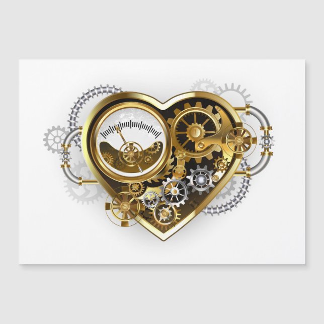 Steampunk Heart with a Manometer Magnetic Invitation (Front)