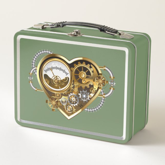 Steampunk Heart with a Manometer Metal Lunch Box (Front)
