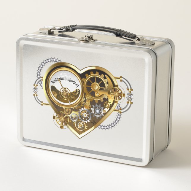 Steampunk Heart with a Manometer Metal Lunch Box (Front)