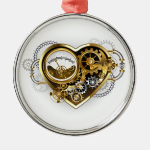 Steampunk Heart with a Manometer Metal Ornament