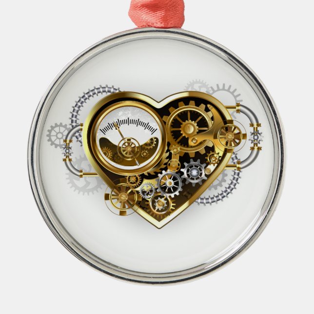 Steampunk Heart with a Manometer Metal Ornament (Front)
